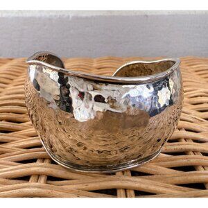 Vintage 90's Silpada Wavy Hammered 925 Silver Cuff Bracelet Bangle 50 grams